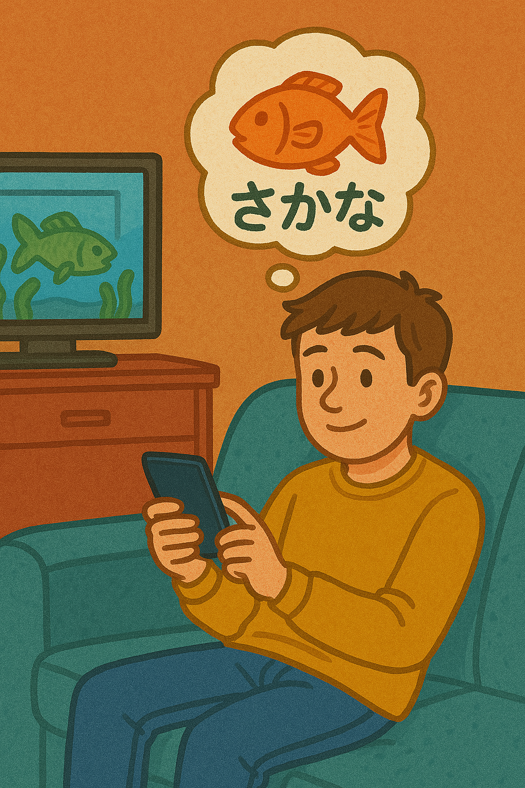 Person reading a simple Japanese text with Hiragana and Katakana